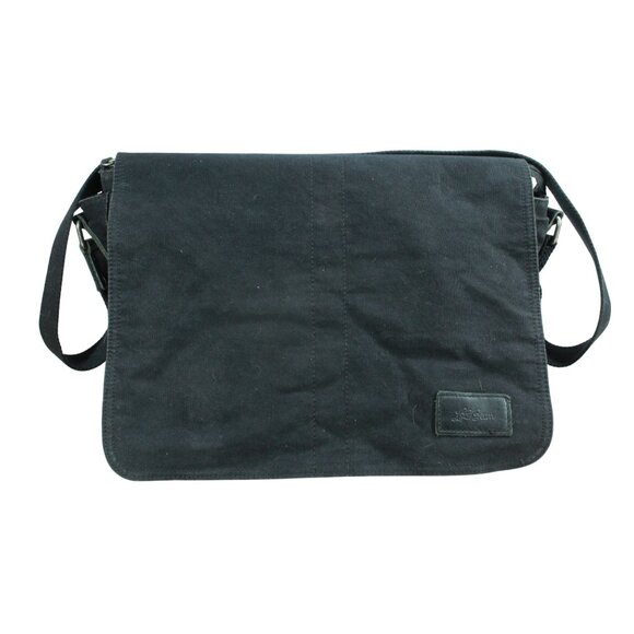 LL Bean Unisex Heritage Waxed Canvas Messenger Bag Black - Picture 1 of 15